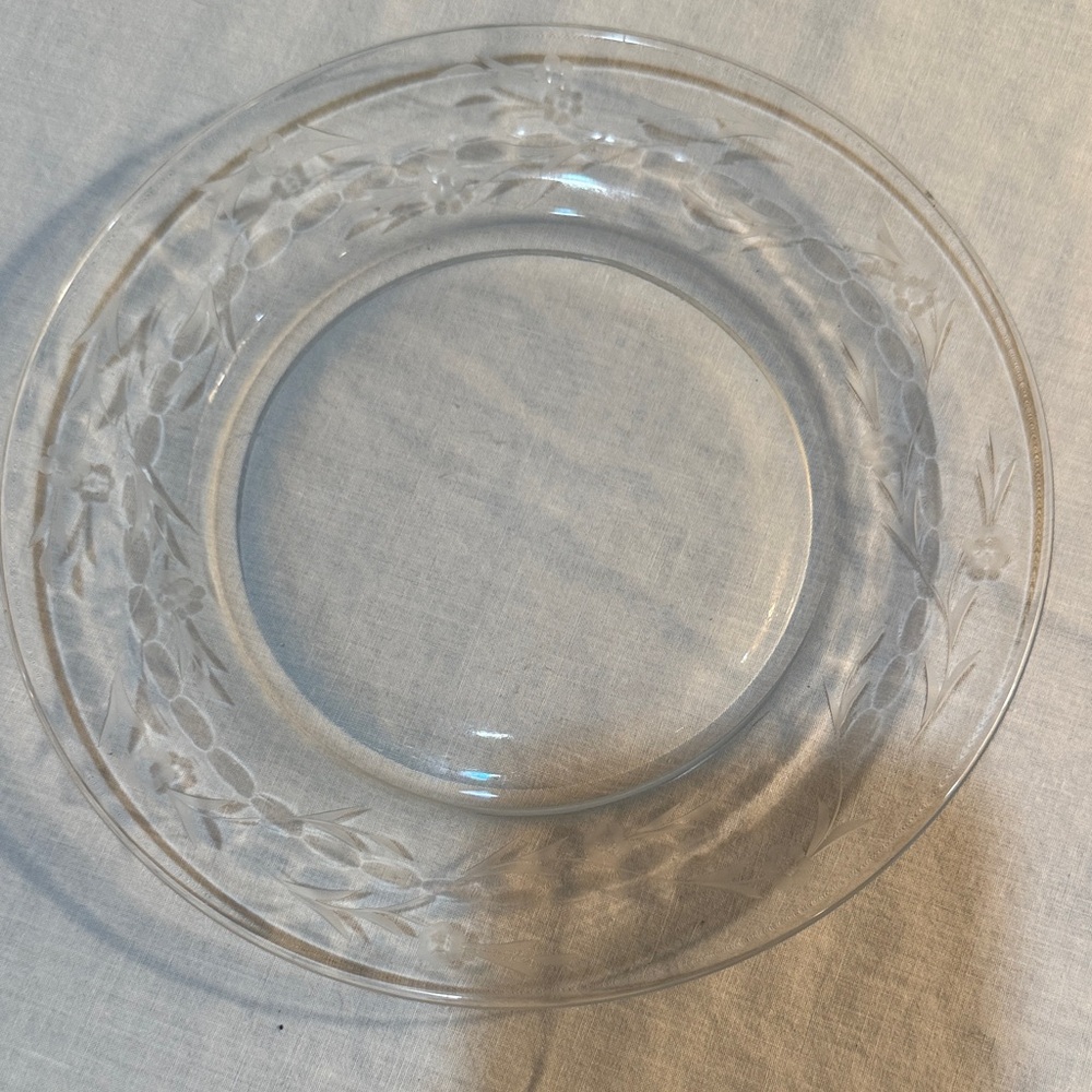 Vintage Crystal Floral Dessert Plate